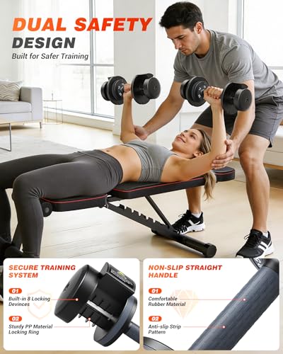 Rendpas Adjustable Dumbbells Set of 2, 5-in-1/10-in-1/16-in-1 Quick-Lock Hand Weights 25/55/80 lbs Pair, Anti-Slip Handle Free Weights Set for Home Gym Strength Training for Men Women - color: Classic Black-55LBS Pair-5 Weights