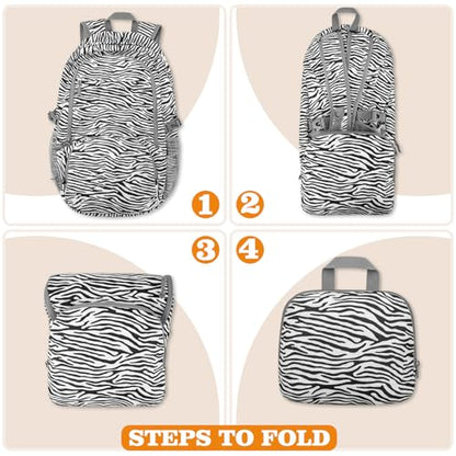 ZOMAKE Lightweight Packable Backpack 30L, Foldable Travel Hiking Daypack - color: D-zebra Print