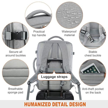 LOVEVOOK Carry on Backpack, 45L Extra Large Travel Backpack for Men & Women Airline Approved, Expandable Large Suitcase Backpacks With 4 Packing Cubes, Aer Travel Pack 3, Water Resistant Weekender Bag - color: Grey, size: X-Large