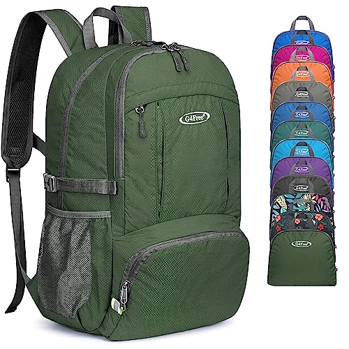 G4Free 40L Lightweight Packable Hiking Backpack, Waterproof Travel Daypack - color: Army Green