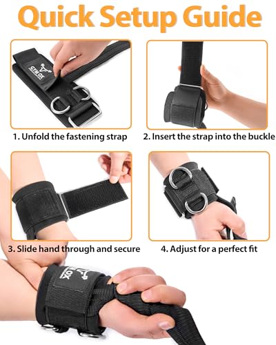 2-in-1 Weight Lifting Straps with D Ring, 7mm Neoprene Padded Wrist Support for Men & Women, Heavy Duty Gym Wrist Straps & Cable Machine Attachment for Gym, Powerlifting, Rows, Pull-ups - color: Black