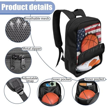Basketball Backpack With Separate Ball Compartment And Shoes Fit Basketball Volleyball Football - color: American Basketball