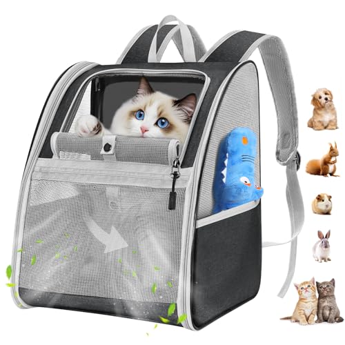Pawaboo Pet Dog Carrier Backpack, Puppy Dog Travel Front Carrier for Small Medium Dogs Cats, Adjustable Breathable Carrying Backpack with Safety Strips for Hiking, Walking - Black - color: A-Black, size: Large (Up to 14 lbs)