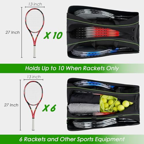 MATEIN Tennis Bag 6 Rackets, Large Racket Bag with Shoe Compartment, Cooler | Extra Large, Protective, Convertible, Removeable Shoulder Strap, Insulated Cooler Pocket, Water Resistant, Men Tournament Use