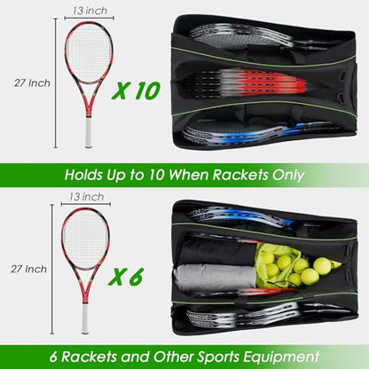 MATEIN Tennis Bag 6 Rackets, Large Racket Bag with Shoe Compartment, Cooler | Extra Large, Protective, Convertible, Removeable Shoulder Strap, Insulated Cooler Pocket, Water Resistant, Men Tournament Use