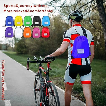 Drawstring Backpack Bulk 30 Packs Draw String Bags for Gym Sports Trip Pedestrianism Cinch Sack DIY for Women Men with Memo Card (yellow) - color: Yellow