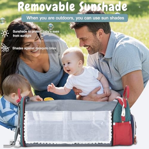 JOYCE Diaper Bag Backpack with Changing Pad, Water-Resistant, Blue-Green | Portable changinag pad, insulated bottle pockets, stroller straps, pacifier case, Multi-Compartment storage - color: Blue-green