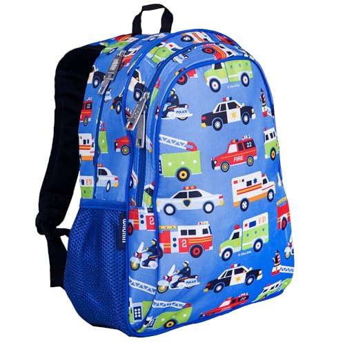 Wildkin 15 Inch Backpack for Boys/Girls, Heroes | Ages 5-10, padded straps, side water bottle pocket, coordinates with matching Wildkin lunch box and water bottle. - color: Heroes