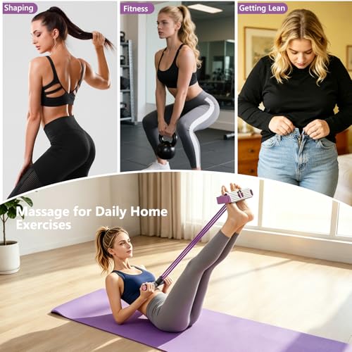 Pedal Resistance Band with Handle,4/6/8 Resistance Levels Elastic Pull Rope, Portable Fitness Bands for Leg Butt Training, Home Gym, Yoga, Pilates - size: 6 Levels（Purple ）