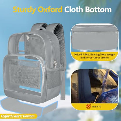 Clear Backpack for School Heavy Duty Clear Bookbag - color: Grey, size: Large