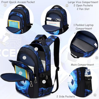 Meisohua Backpack for Boys Elementary Middle School Bags for Boy Kids Bookbags Teenager Casual Daypack Water Resistant Football Backpack - color: Black Football Backpack