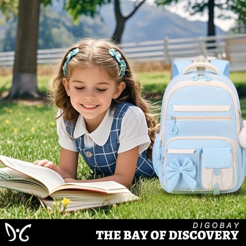 DIGOBAY Backpack for Girls, 3PCS Girls Backpack for School with Lunch Bag Pencil Case, Cute Kids Teens Bookbag for Kindergarten Elementary Preschool Middle School (Blue) - color: Blue