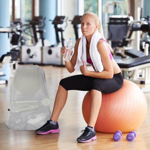 NATURAL STYLE Large Mesh Drawstring Backpack Bag, Gym Sports String Bag, Outdoor Workout Beach Swim Bag (Grey) - color: Grey