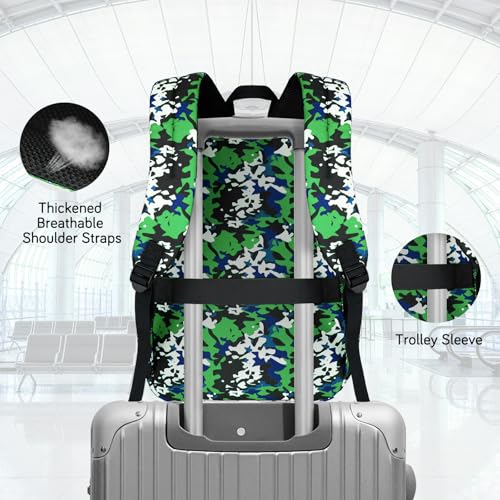 Goloni Lightweight Laptop Backpack 1.1Lbs, 26L Wear-Resistant Water Resistant Backpack with Laptop Compartment for Men Women - color: Camo Green
