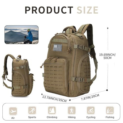 30L Hiking Backpack Lightweight Outdoor Daypack Camping Backpack Outdoor Travel Daypack Day Pack for Man Woman (Khaki) - color: Khaki