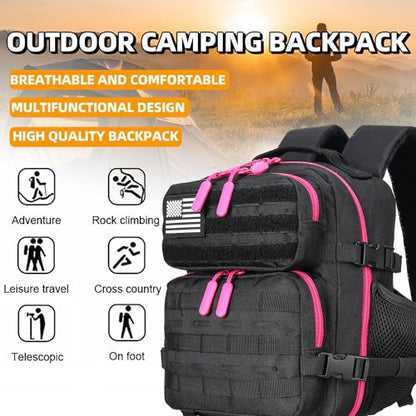 9L Mini Tactical Backpack for Men and Women Tactical Backpack Small for Hiking Small Tactical Bag Fitness Pack - color: Black&rosered