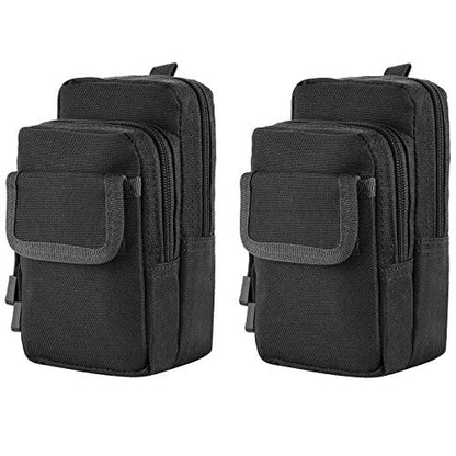 FRTKK 2 Pack Molle Pouches - Tactical Compact Water-Resistant EDC Pouch Bag Small Utility Pouch - color: 2 Pack-Black 2