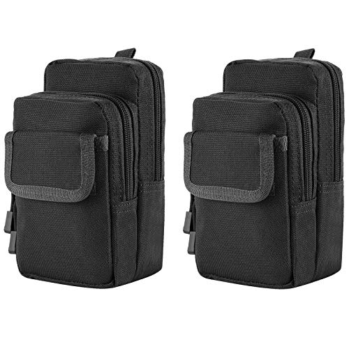 FRTKK 2 Pack Molle Pouches - Tactical Compact Water-Resistant EDC Pouch Bag Small Utility Pouch - color: 2 Pack-Black 2