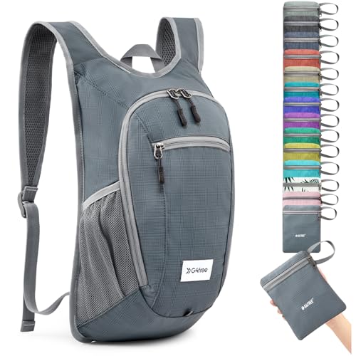 G4Free 10L/15L Hiking Backpack Lightweight Packable Hiking Daypack Small Travel Outdoor Foldable Shoulder Bag - color: Grey Checkered, size: 10L