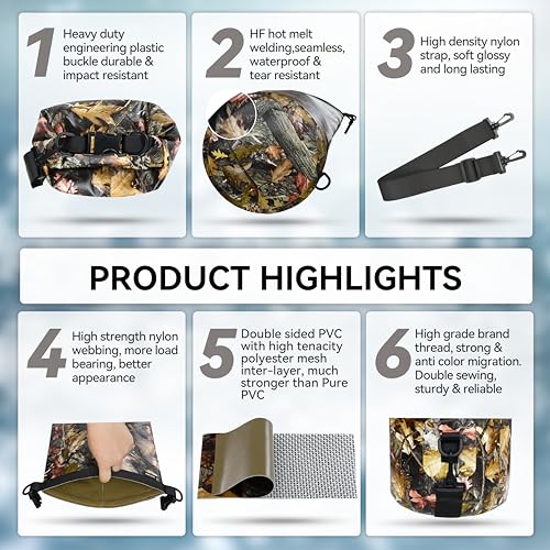 MARCHWAY Floating Waterproof Dry Bag Backpack 5L/10L/20L/30L/40L, Roll Top Sack Keeps Gear Dry for Kayaking, Rafting, Boating, Swimming, Camping, Hiking, Beach, Fishing - color: Leaf Camo, size: 5L
