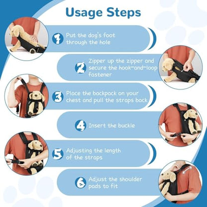 YUDODO Pet Dog Carrier Backpack Adjustable Dog Front Carrier, Legs Out Easy-Fit Dog Travel Backpack Carrier for Hiking Camping for Small Medium Dogs Cats and Rabbit (Small (Pack of 1), A-Black) - color: A-Black
