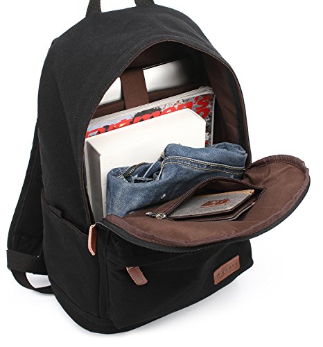 kayond Casual Style Lightweight canvas Laptop Bag/Durable Travel backpacks/Rucksack for Men&Women/Fashion Backpack Fits 15 inch Notebook (Black) - color: Black