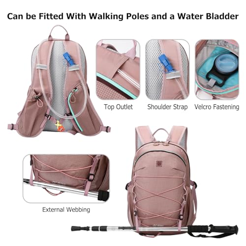 Lightweight Outdoor Backpack Water Resistant Nylon Daypack 25L Breathable Backpack with Hydration Compartment for Hiking Travel Daily Use Purple - color: Purple