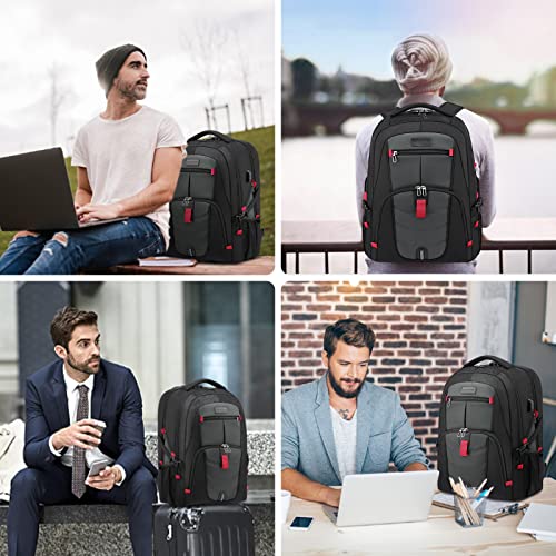 LOVEVOOK 17 inch Travel Laptop Backpack, DarkGrey, Waterproof, Anti-Theft with Lock, USB Charging Port, Large Capacity, Multi-Purpose - color: Darkgrey, size: 17 inch
