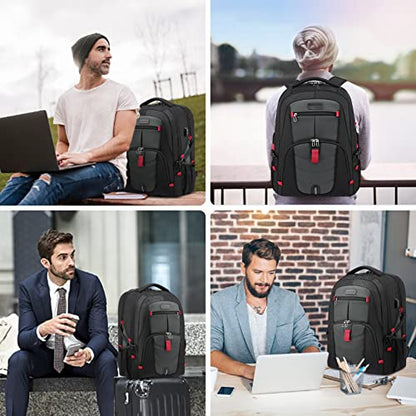 LOVEVOOK 17 inch Travel Laptop Backpack, DarkGrey, Waterproof, Anti-Theft with Lock, USB Charging Port, Large Capacity, Multi-Purpose - color: Darkgrey, size: 17 inch