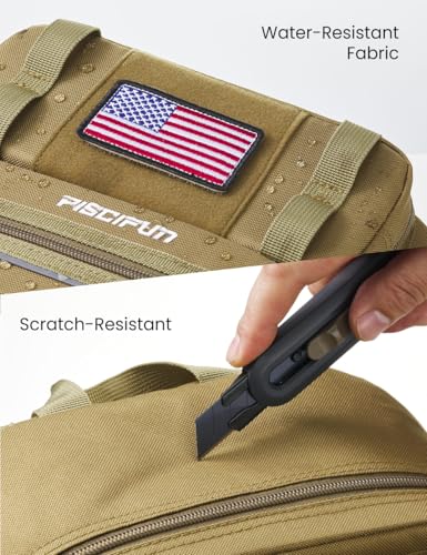 Piscifun Fishing Backpack Tackle Bag with 2 Rod Holders, Multi-Compartment Storage, MOLLE System, Water-Resistant Lightweight Outdoor Pack - color: Single Shoulder - Khaki, style: Standard