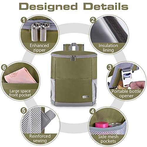 Insulated Cooler Backpack Outdoor - Leak Proof Backpack Cooler 30 Cans, Waterproof Lightweight Cooler Bag for 12h Hot/Cold Retention - Soft Cooler for Travel, Camping, Beach, Lunch - color: Olive-Green