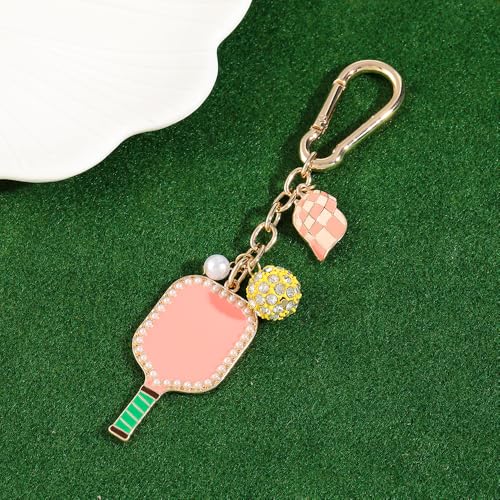 Madison Tyler Western Cowboy Boots Cherry Bow Bubble Tea Strawberry Cute Keychain | Bag Charms for Handbags Purse Charms - color: Pickleball