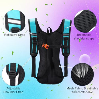 Chunful 6 Pack Running Hydration Backpack Lightweight Water Backpack Essential for Festivals Rave Hydration Pack with 2L Hiking Water Bladder for Adult Running Cycling Climbing Hiking