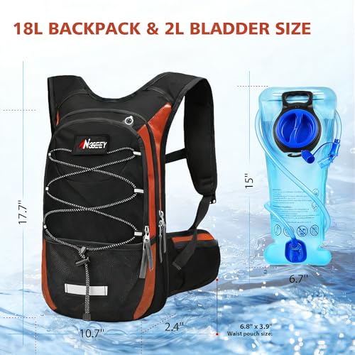 Hydration Pack, Insulated Hydration Backpack with 2L Hydration Bladder, Hiking Backpack for Men Women Kids, Water Backpack for Hiking, Running, Cycling, Camping - color: Black Orange