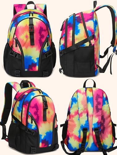 BLUEFAIRY High School Backpack for Girls Boys Middle School Bookbag for Kids Back to School Bag for College with Large Compartment Casual Daypack Mochilas para Niñas Adolescentes 18" Black Rose - color: Black / Rose