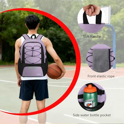 Goloni 40L Basketball Bag,Large Basketball Backpack with Ball Compartment & Shoe Compartment,Backpack for Soccer,Volleyball - color: Light Purple