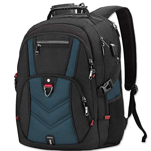 NEWHEY Laptop Backpack 18 Inch Business Travel Backpacks for Men Women Extra Large Waterproof TSA Anti Theft College Bookbags with USB Charging Port 18.4 Gaming Computer Backpack,Blue - color: Blue, size: 18.4 Inch