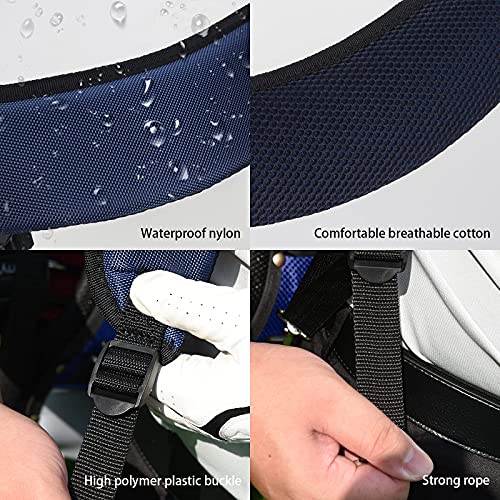 BIG TEETH Golf Bag Strap,Adjustable Padded Bag Strap Replacement,Golf Double Shoulder Bag Straps with 4Pcs Rotate Hooks - color: Blue & Black