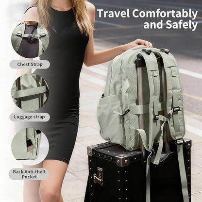 Travel Backpack for Women Men Carry on Backpack, Airline Approved Large Travel Bag Flight Approved Personal item, 15.6 Inch Laptop Backpack Casual Daypack for Weekender Business Hiking-GREY - color: Grey