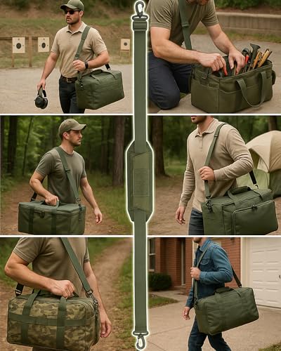 WYNEX Shoulder Strap Pad for Tactical Pouch, Universal Bag Strap with Detachable Thick Pad Single Shoulder Straps Replacement - color: Army Green, size: 2“ Strap