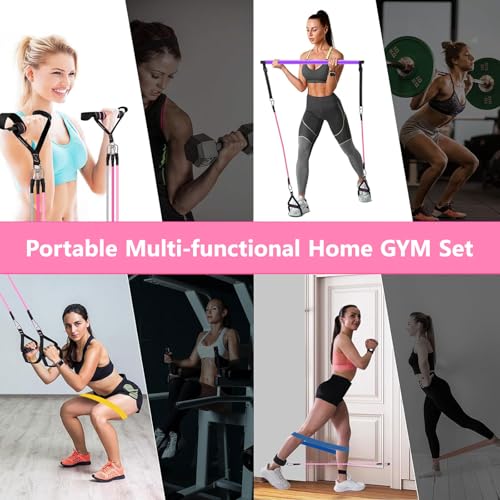 Bbtops Pilates Bar Kit with Resistance Bands,Pilates Bar with Stackable Bands Workout Equipment for Legs,Hip,Waist and Arm,Exercise Fitness Equipment for Women & Men Home Gym Yoga Pilates - color: Violet