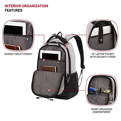 SwissGear Cecil 5505 Laptop Backpack, Heather Grey, 18-Inch - color: Heather Grey