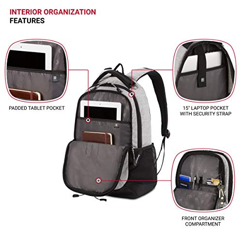 SwissGear Cecil 5505 Laptop Backpack, Heather Grey, 18-Inch - color: Heather Grey