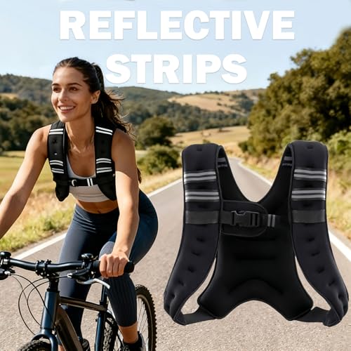 Weighted Vest for Men Women, 12LB/16LB Weight Vest with Reflective Strips, Strength Training Running for Running, Training Workout, Jogging, Walking - size: Single deduction