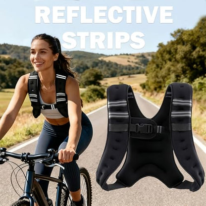 Weighted Vest for Men Women, 12LB/16LB Weight Vest with Reflective Strips, Strength Training Running for Running, Training Workout, Jogging, Walking - size: Single deduction