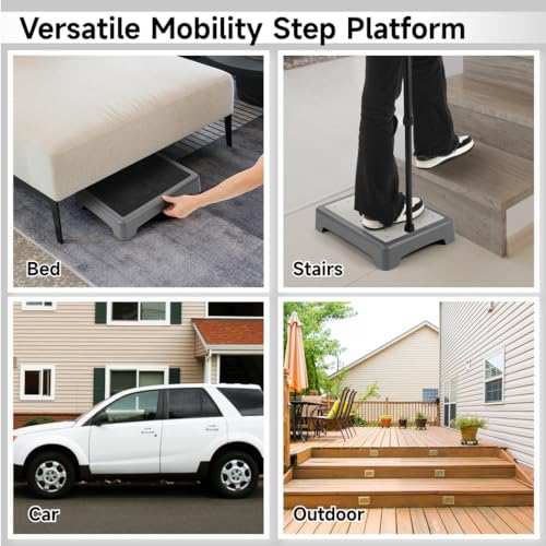Senior Mobility Step Platform, Non-Slip Stool For Stairs, Cars, Beds, 440 Lbs Load Capacity, Portable Half-Step Riser For Elderly