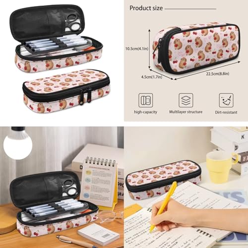 Cherry Capybara Backpacks for Kids Girls School Backpack with Lunch Box Water Bottle Sleeve and Zipper Pencil Case 4PCS Set Kindergarten Backpack for Girls Back to School Bags with Handle - color: Capybara Cherry
