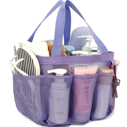 GYEUKHAM Mesh Shower Caddy Portable for College Dorm, Quick Dry Hanging Shower Bag with 8 Pockets, Bathroom Tote Organizer for Gym, Travel, Camping, Purple - color: Large-Purple-1 Pack