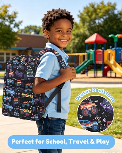 CAMTOP Kids Backpack for Boys, Preschool Toddler Backpack Kindergarten School Bookbag for Age 3-8(Monster Truck) - color: 0025 Monst Truck