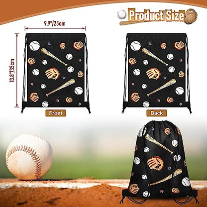 Grneric 18 Pcs Baseball Party Favor Bags Drawstring Bags Bulk Candy Goodie Bag Baseball Themed Presents for Sports Teams - color: Baseball